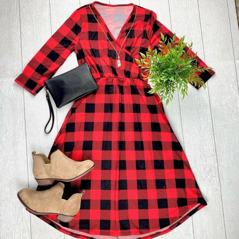 Medium - Winter Buffalo Plaid Dress